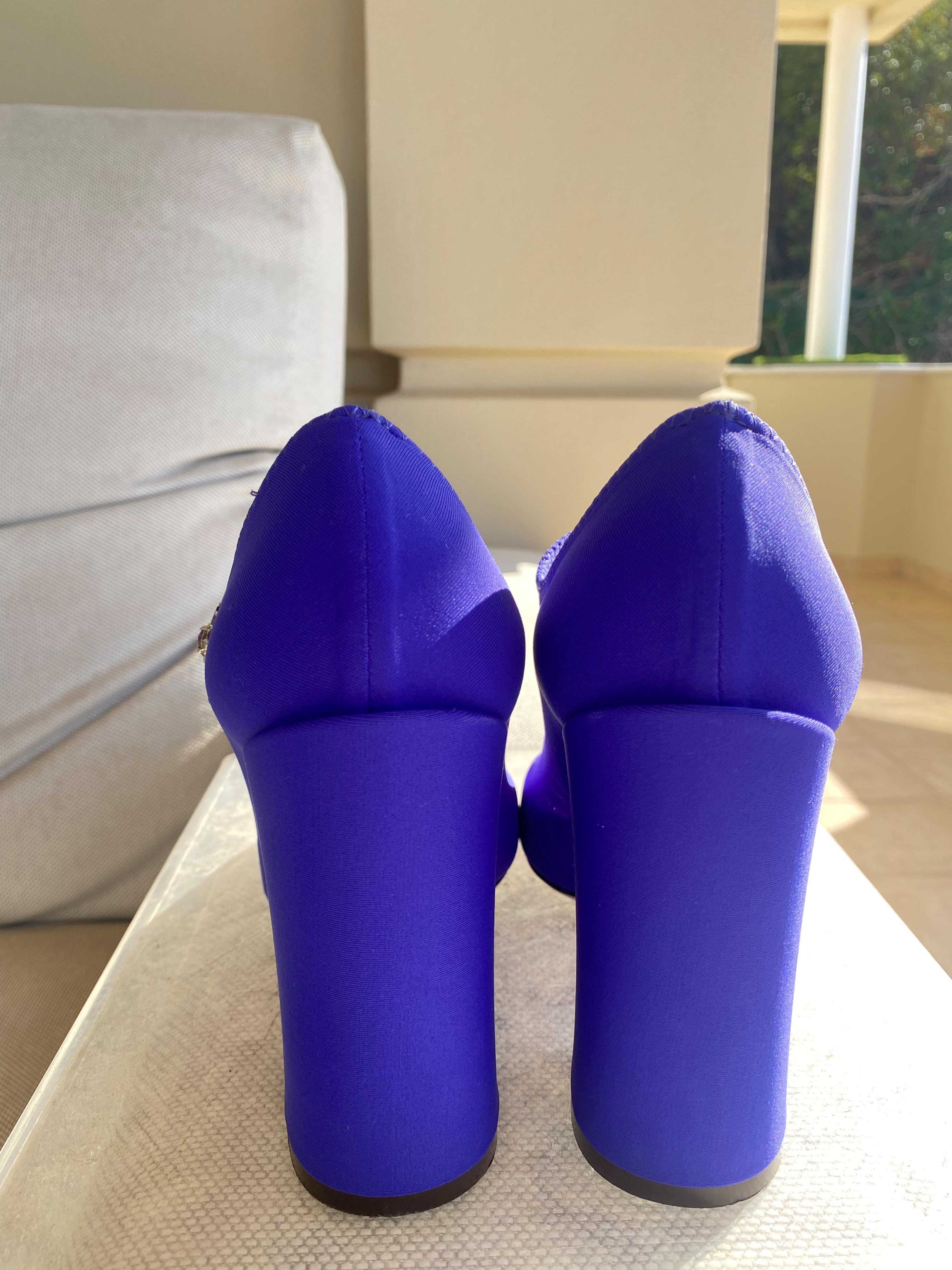 Purple Lycra Mary-Jane Pumps