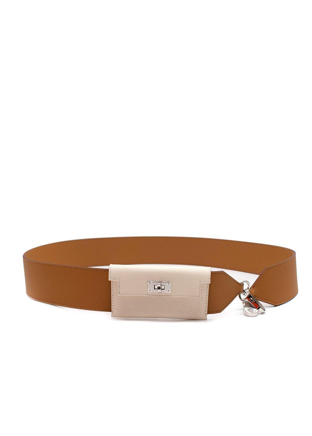 Hermes Kelly Gold and Craie Pocket Bag Strap with Palladium Hardware