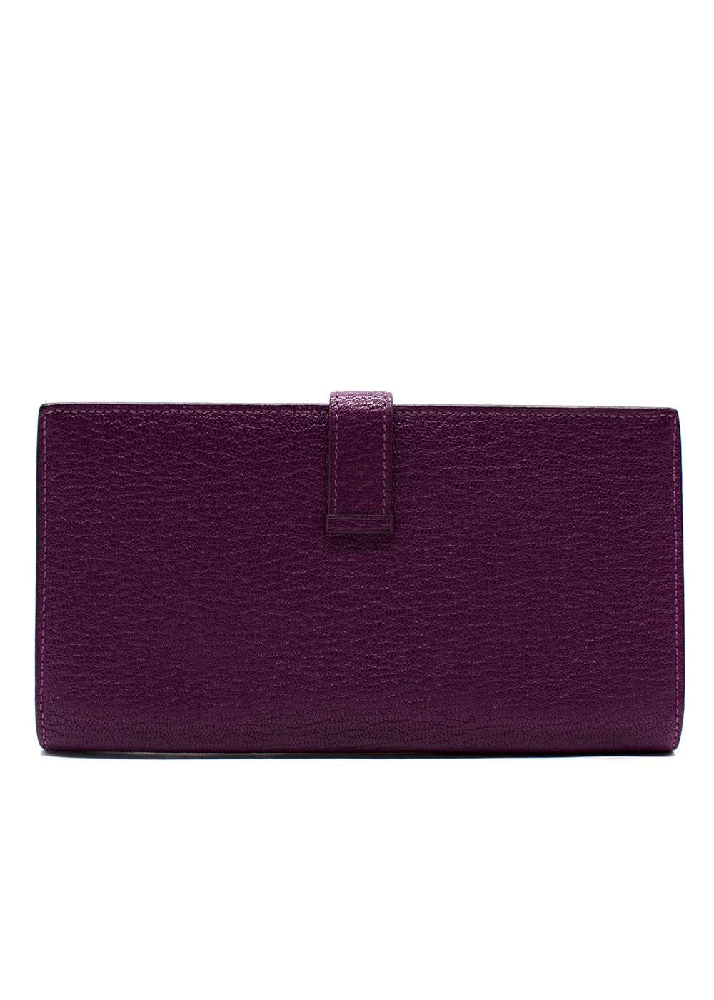 Hermes Purple Bearn Wallet with Gold Hardware