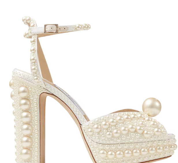 Jimmy Choo Sacaria 120 Pearl-Embellished Satin Platform Sandals