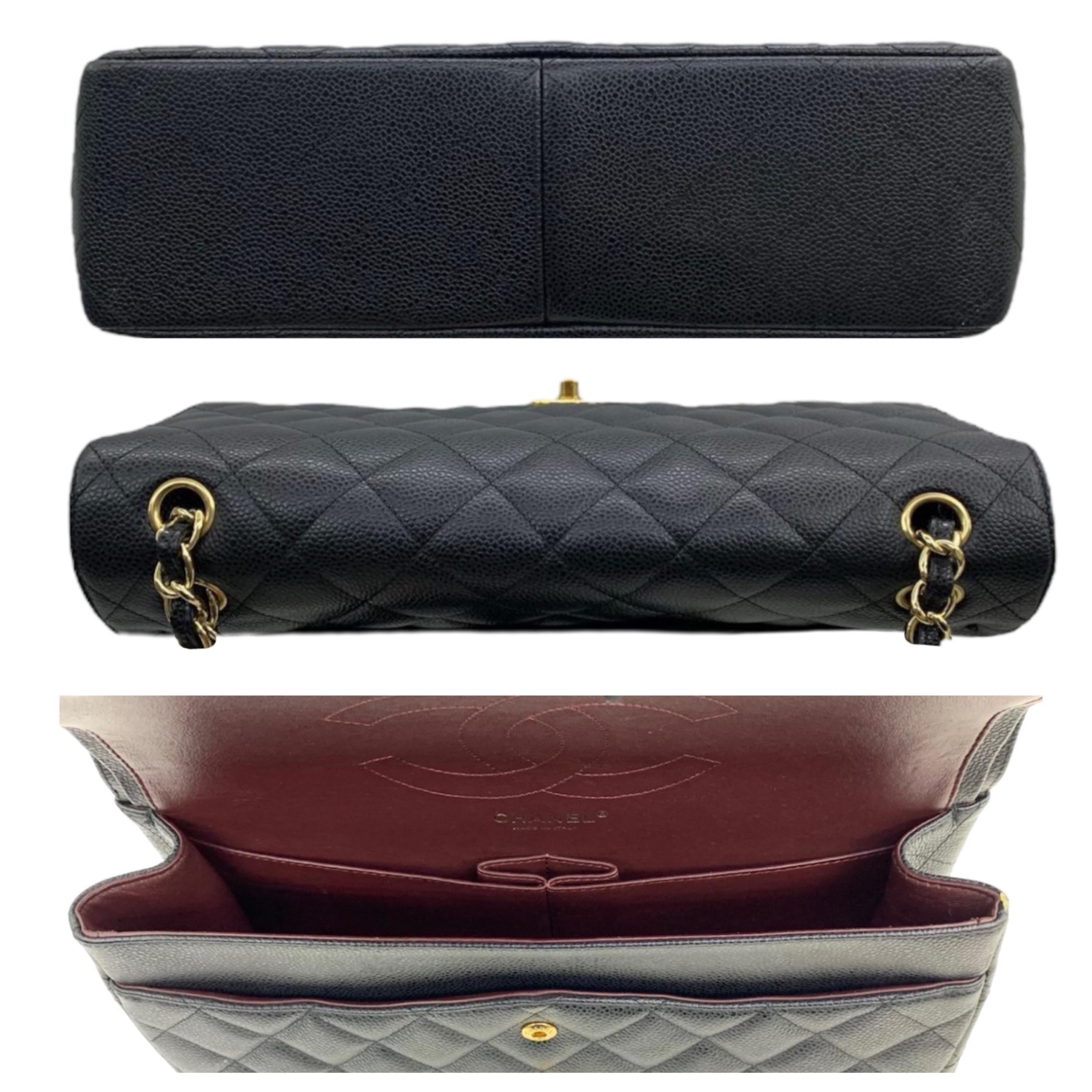 Chanel Black Caviar Leather Jumbo Double Flap Bag