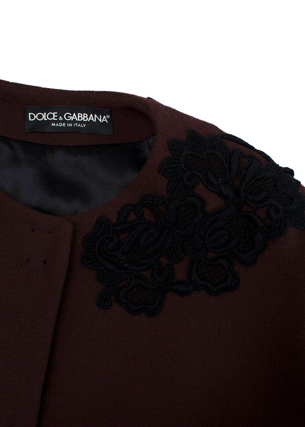 Dolce & Gabbana Chocolate Brown Jacket with Black Embroidery