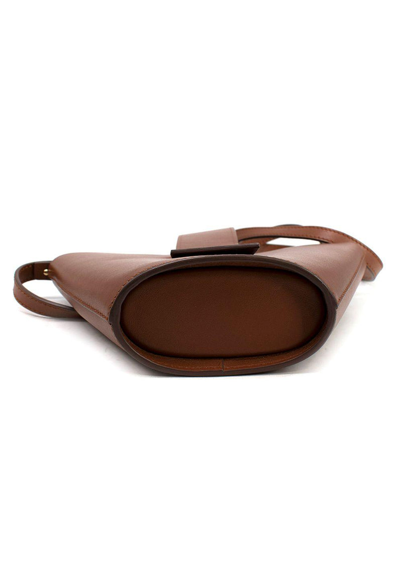 Carolina Santo Domingo Brown Leather Amphore Melone Bucket Bag