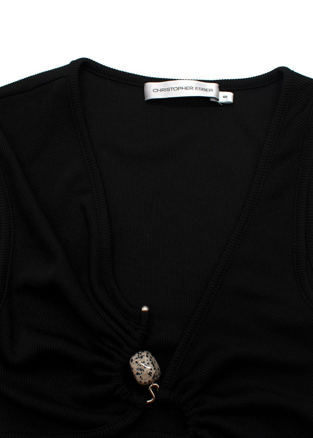 Christopher Esber Black Serpentine Embellished Midi Dress