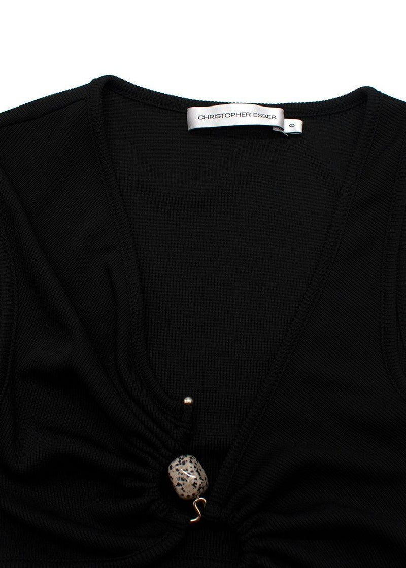 Christopher Esber Black Serpentine Embellished Midi Dress