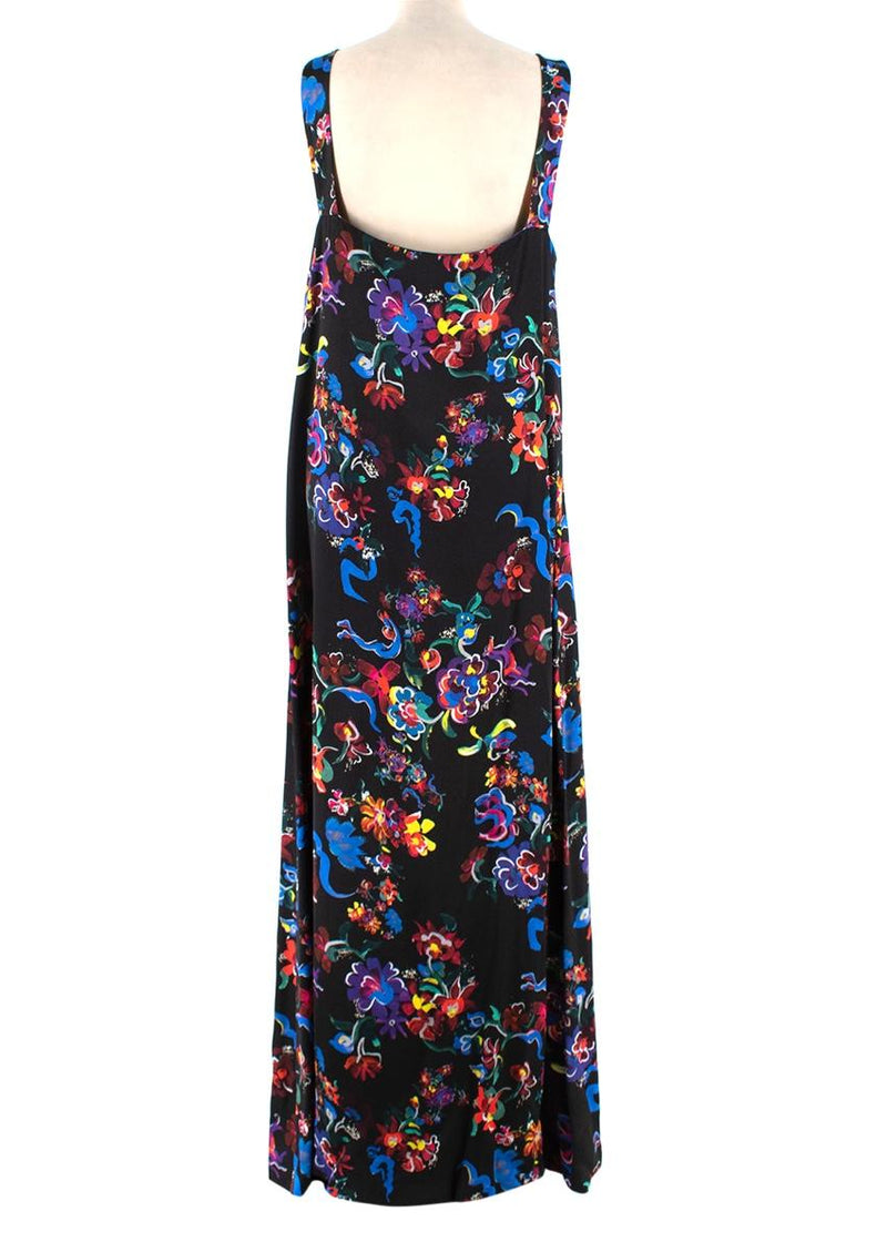 Maison Margiela Black Satin Sleeveless Floral Dress