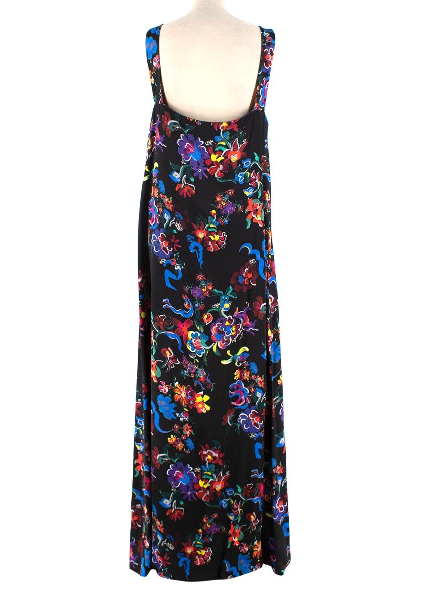 Maison Margiela Black Satin Sleeveless Floral Dress
