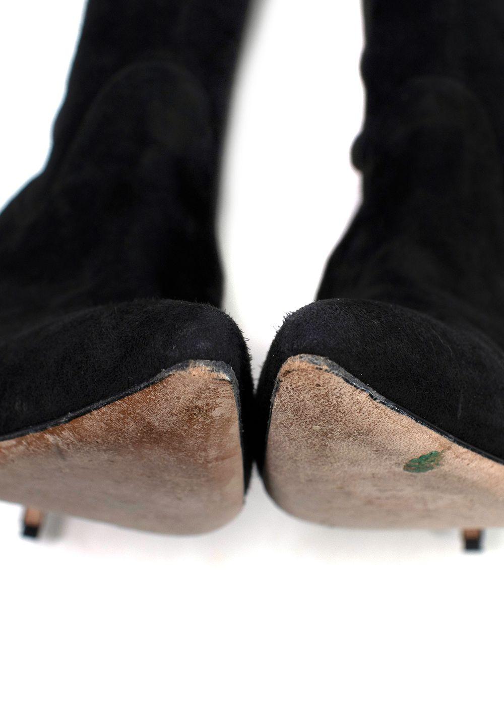Manolo Blahnik Black Pascalarhi Suede Thigh High Boots · HEWI