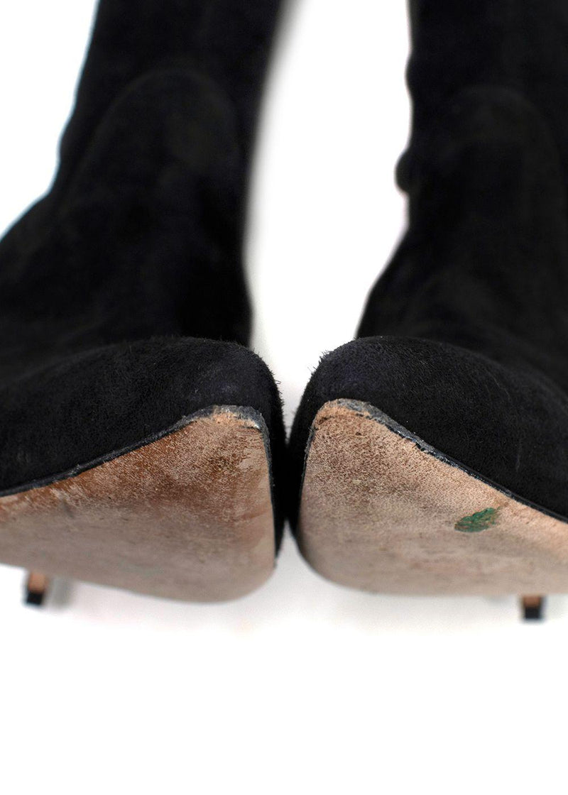 Manolo Blahnik Black Pascalarhi Suede Thigh High Boots