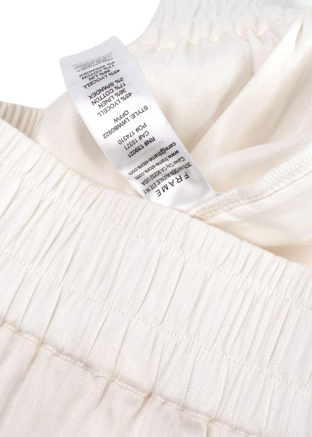 Frame White Linen Wide Leg Trousers