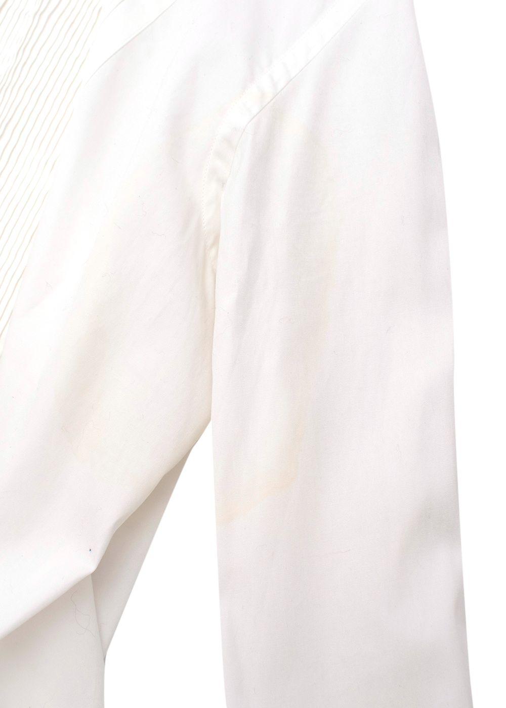 Tom Ford White Cotton Pleated Tuxedo Shirt