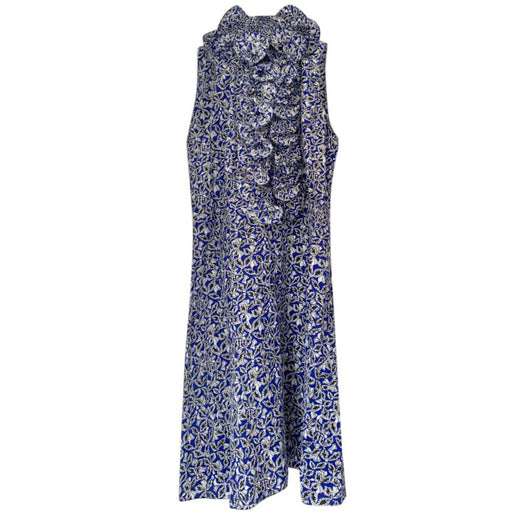 Marni Blue & White Print Ruffled Dress