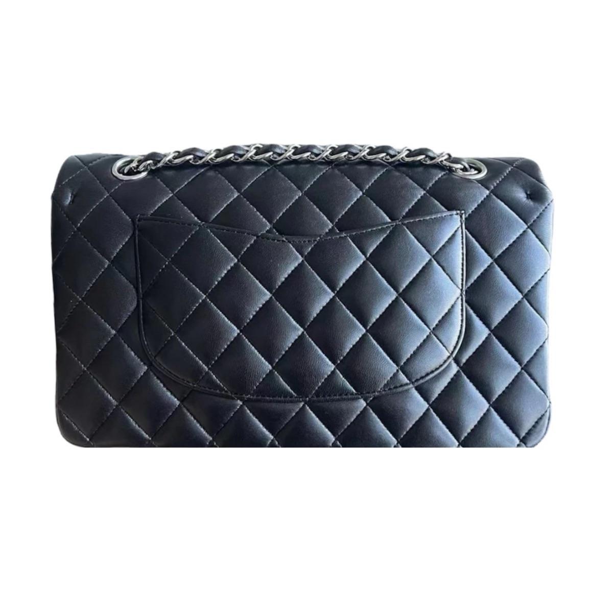Chanel Black Lambskin Medium Double Flap Bag
