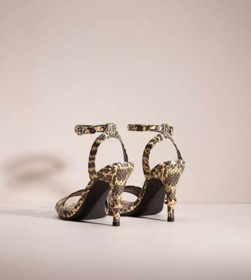 Coach Snakeskin Print Heeled Sandals