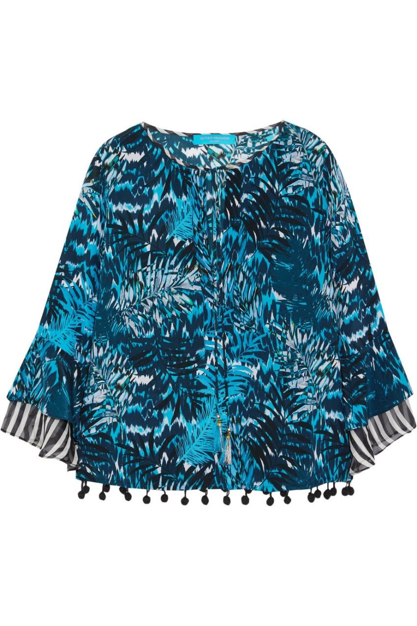 Matthew Wiliamson Pom-Pom Hem Silk Top