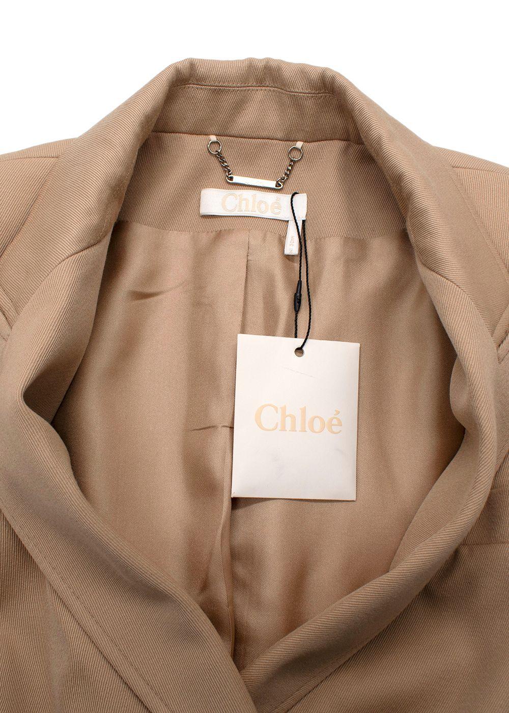 Chloe Beige Double Breasted Cinched Waist Blazer