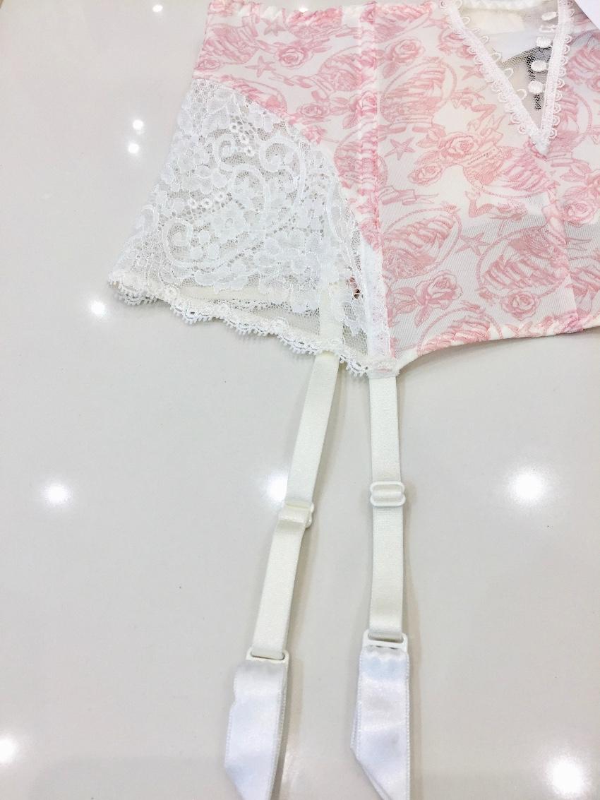 Aubade Leavers Lace Rose Waist Cincher Suspender Belt