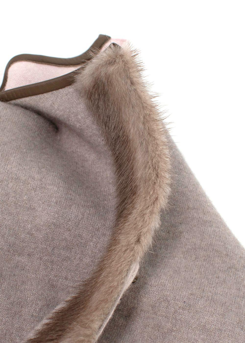 Agnona Iconic Mink-Trim Cashmere Cape