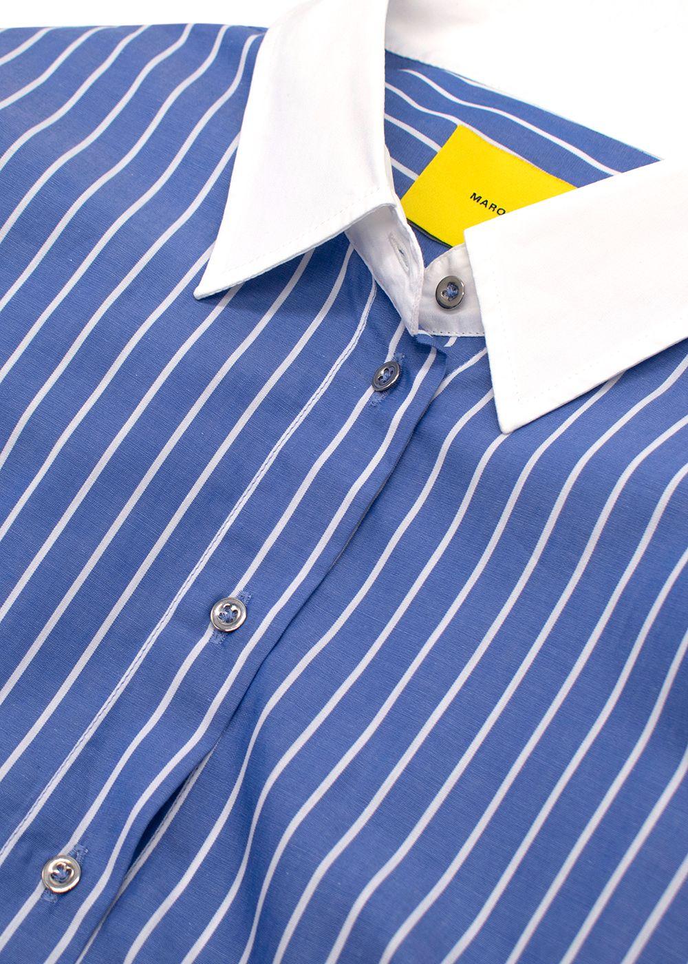 Marques Almeida Blue Contrast Collar Stripe Shirt
