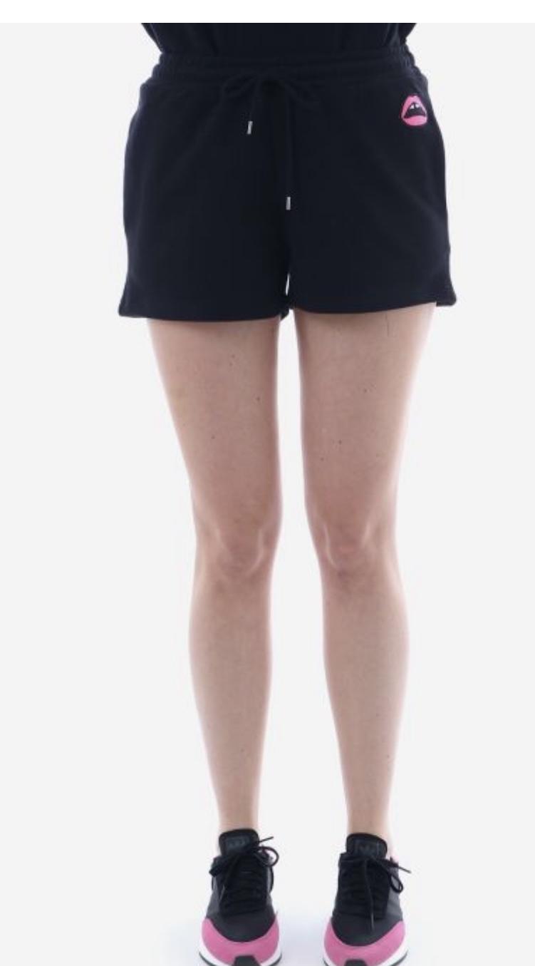 Markus Lupfer lip logo black sweat shorts