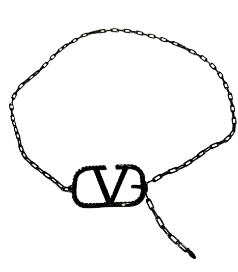 Black Metal V Logo Chain Belt