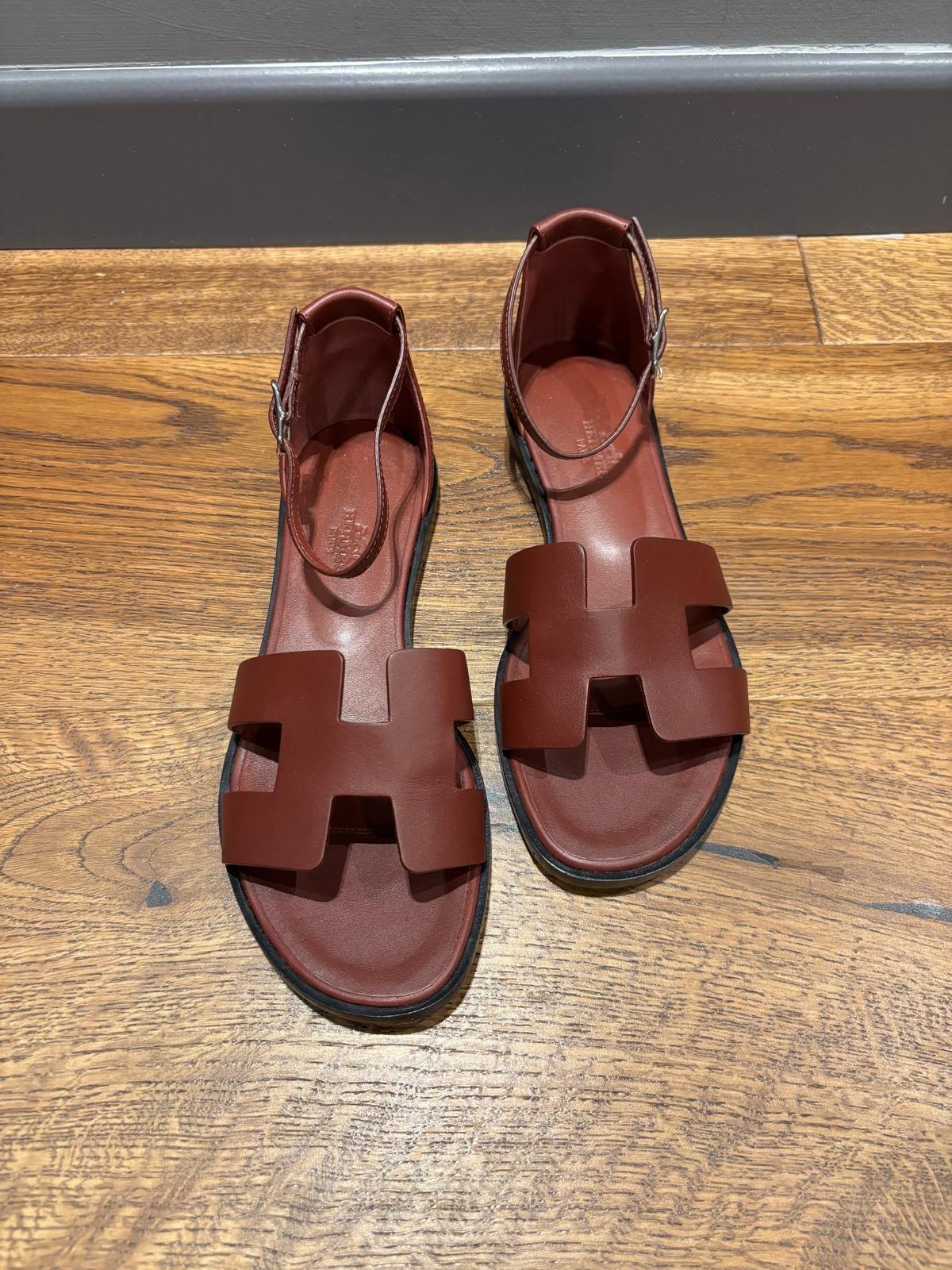 Hermes Rouge Leather Sandals