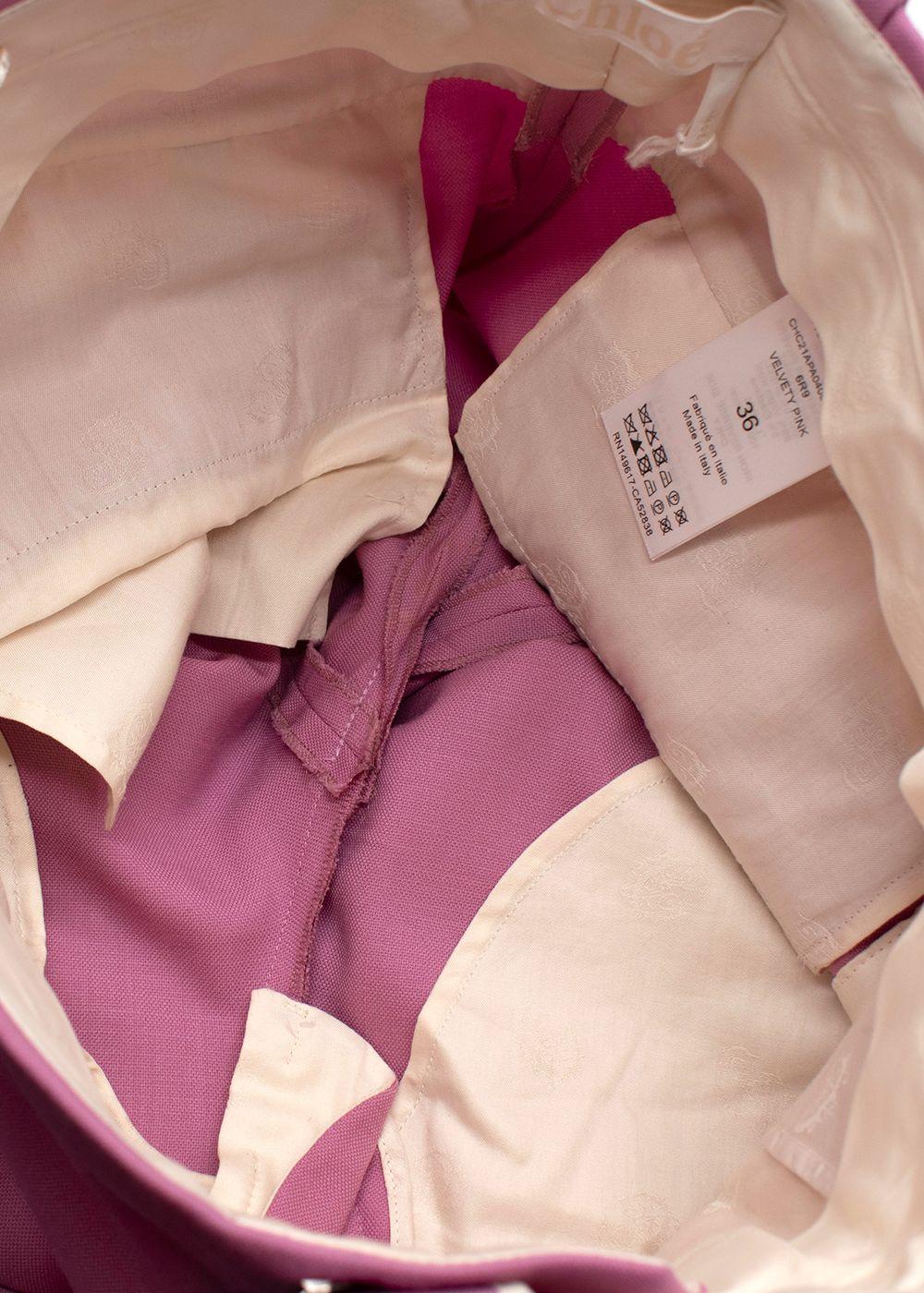 Chloe Pink Wide Leg Wool Blend Tailored Trousers