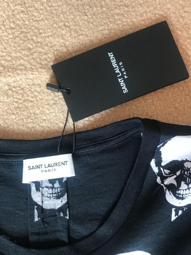 Saint Laurent Black & White Skull Print T-Shirt