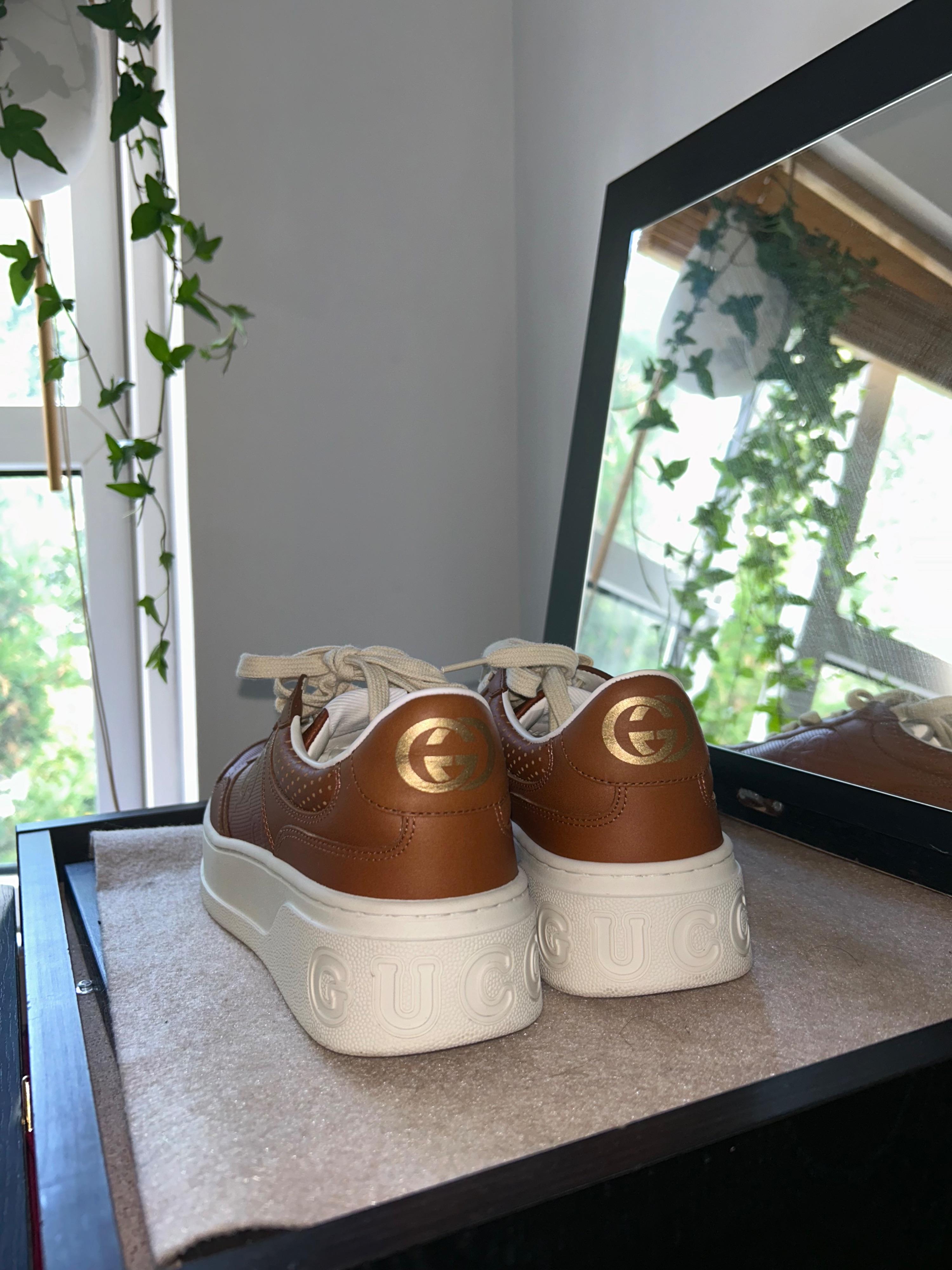 Tan GG Chunky B Men's Leather sneakers