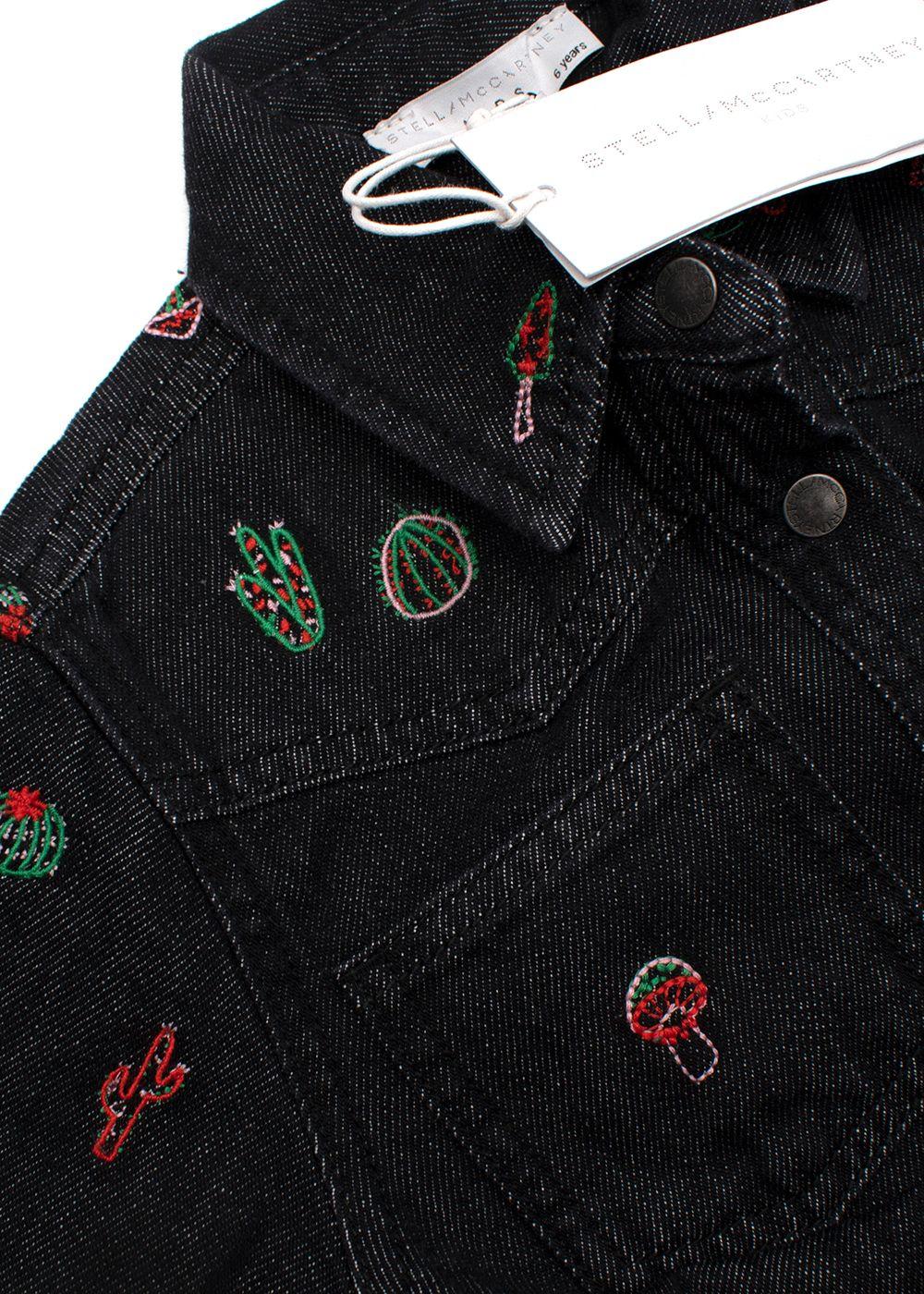 Charcoal Grey Denim Shirt With  Cactus Embroidery