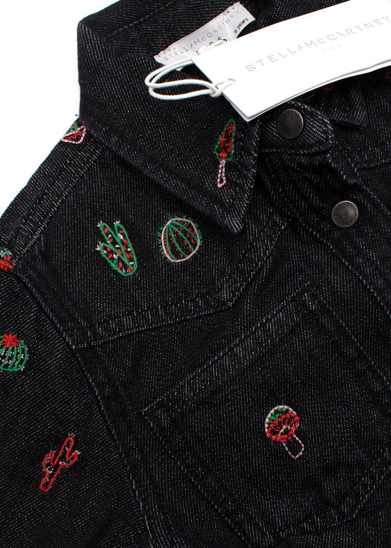 Charcoal Grey Denim Shirt With  Cactus Embroidery