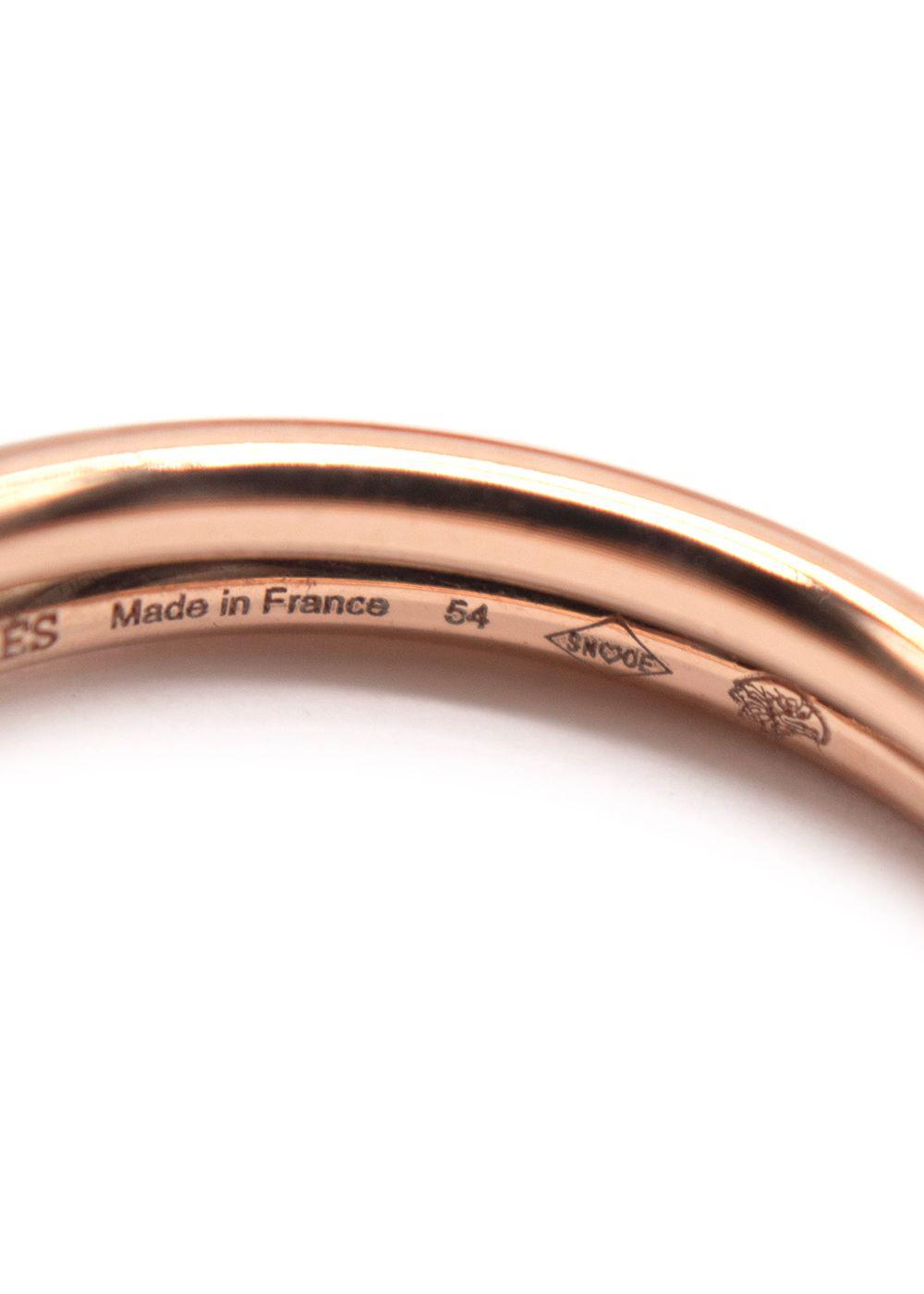 Hermes Rose Gold Clou D'H Ring with Diamonds, Size 54