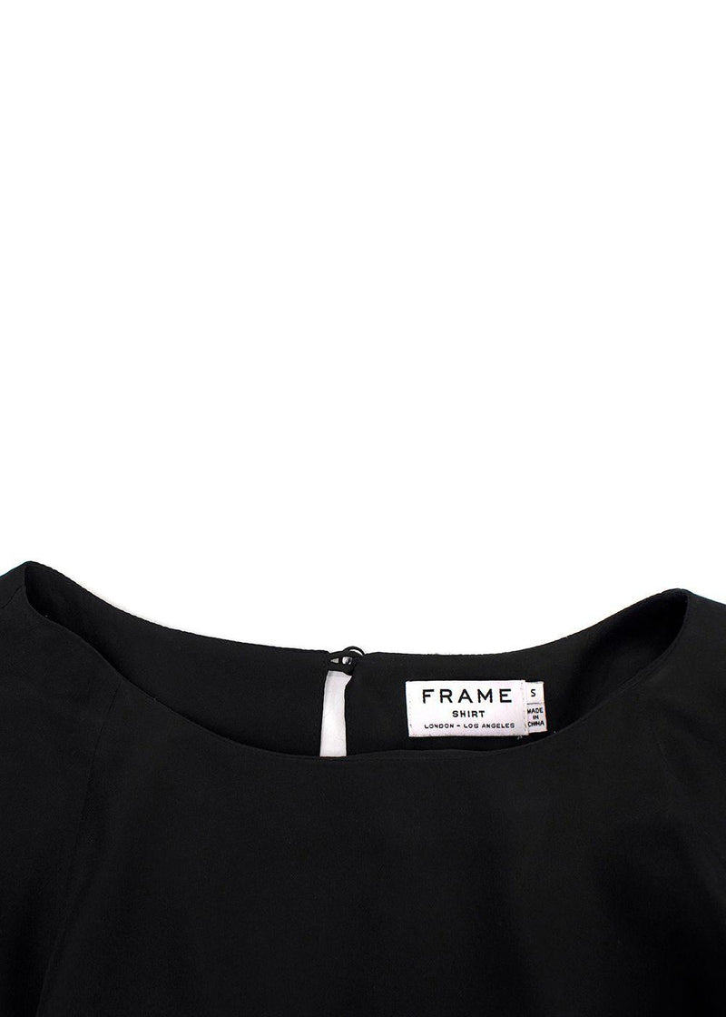 Frame Black Silk Voluminous Cuff Blouse