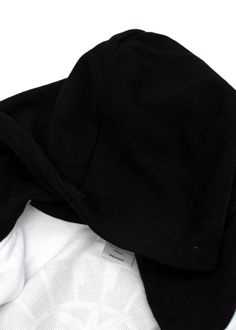 White Zipped Hoodie With Contrasting Yellow And Black Striped Hem and Cuffs
