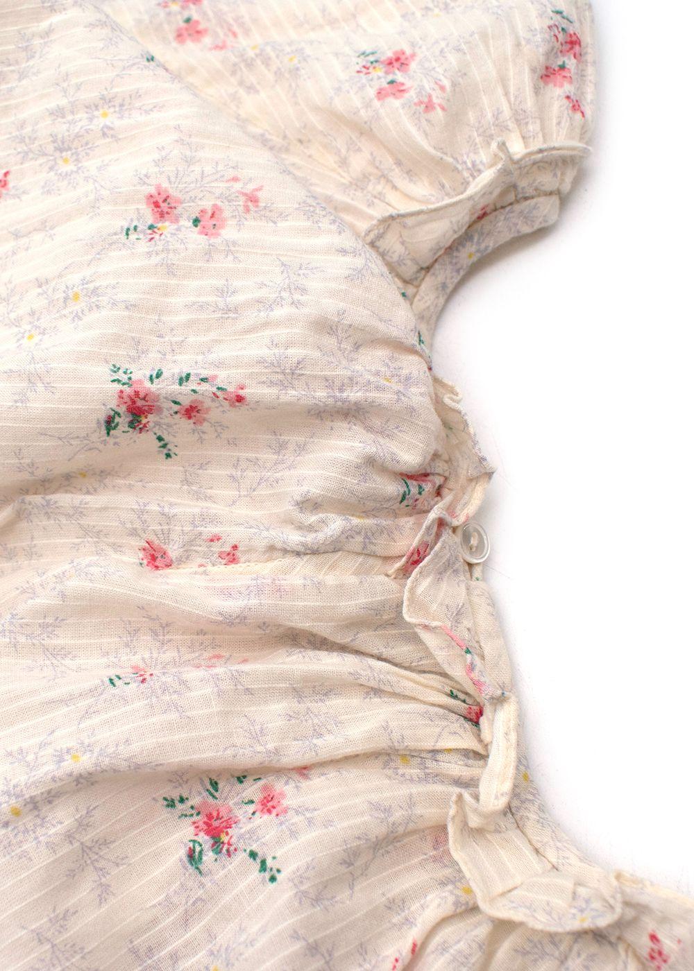 Kids 8Y Ivory Floral Striped Top
