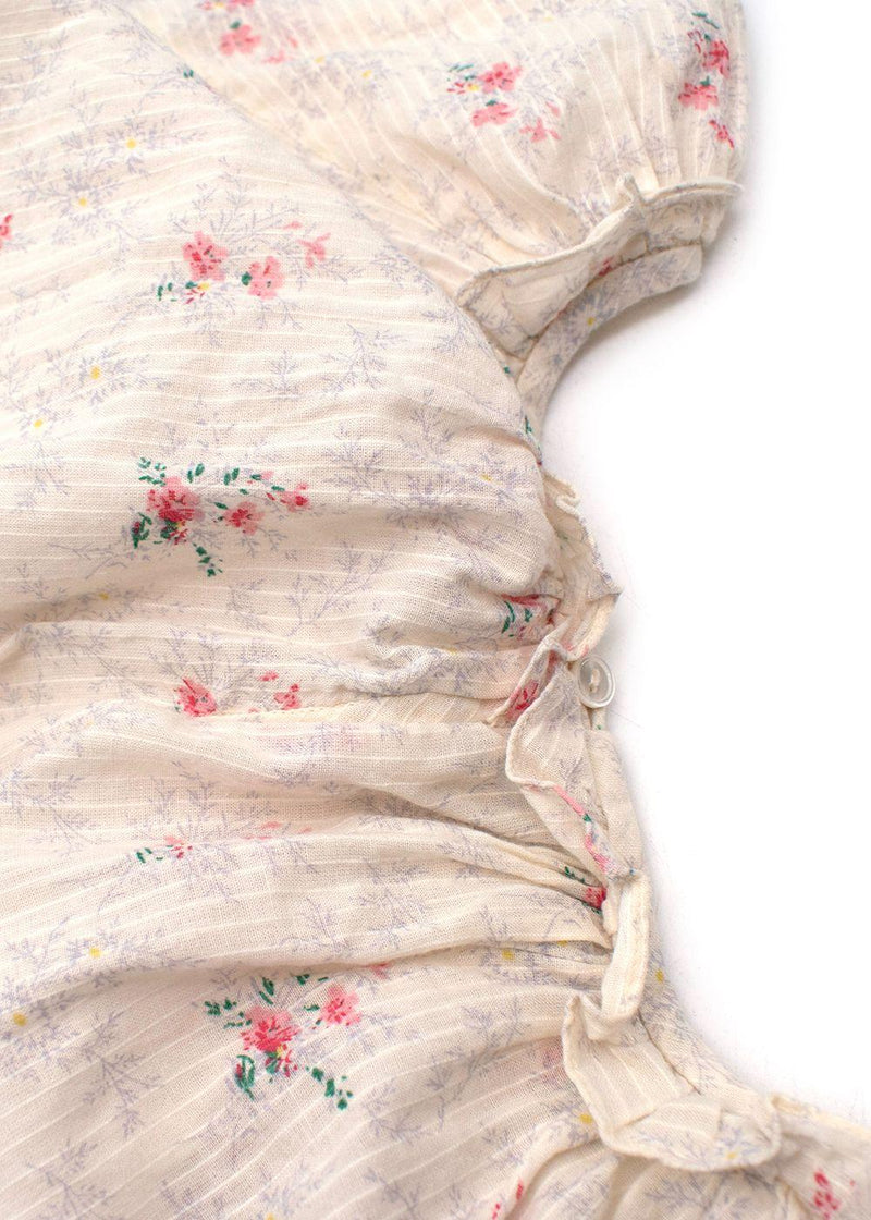 Kids 8Y Ivory Floral Striped Top