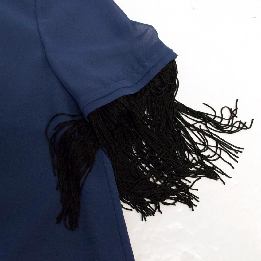 Alice by Temperley Navy Fringed Blouse