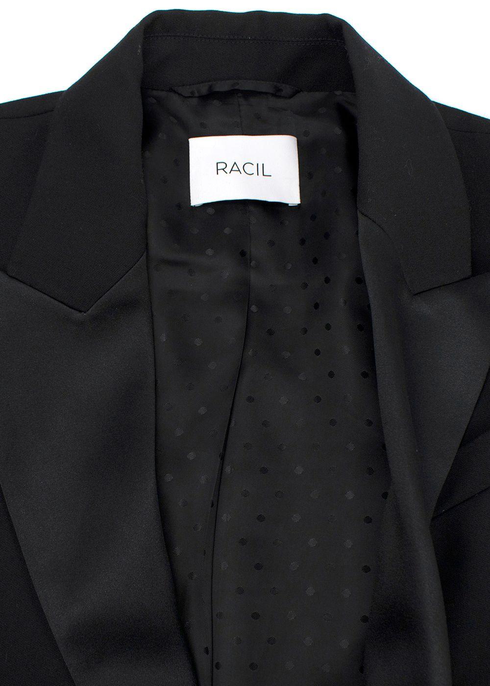 Racil Black Double Breasted Belted Tuxedo Blazer
