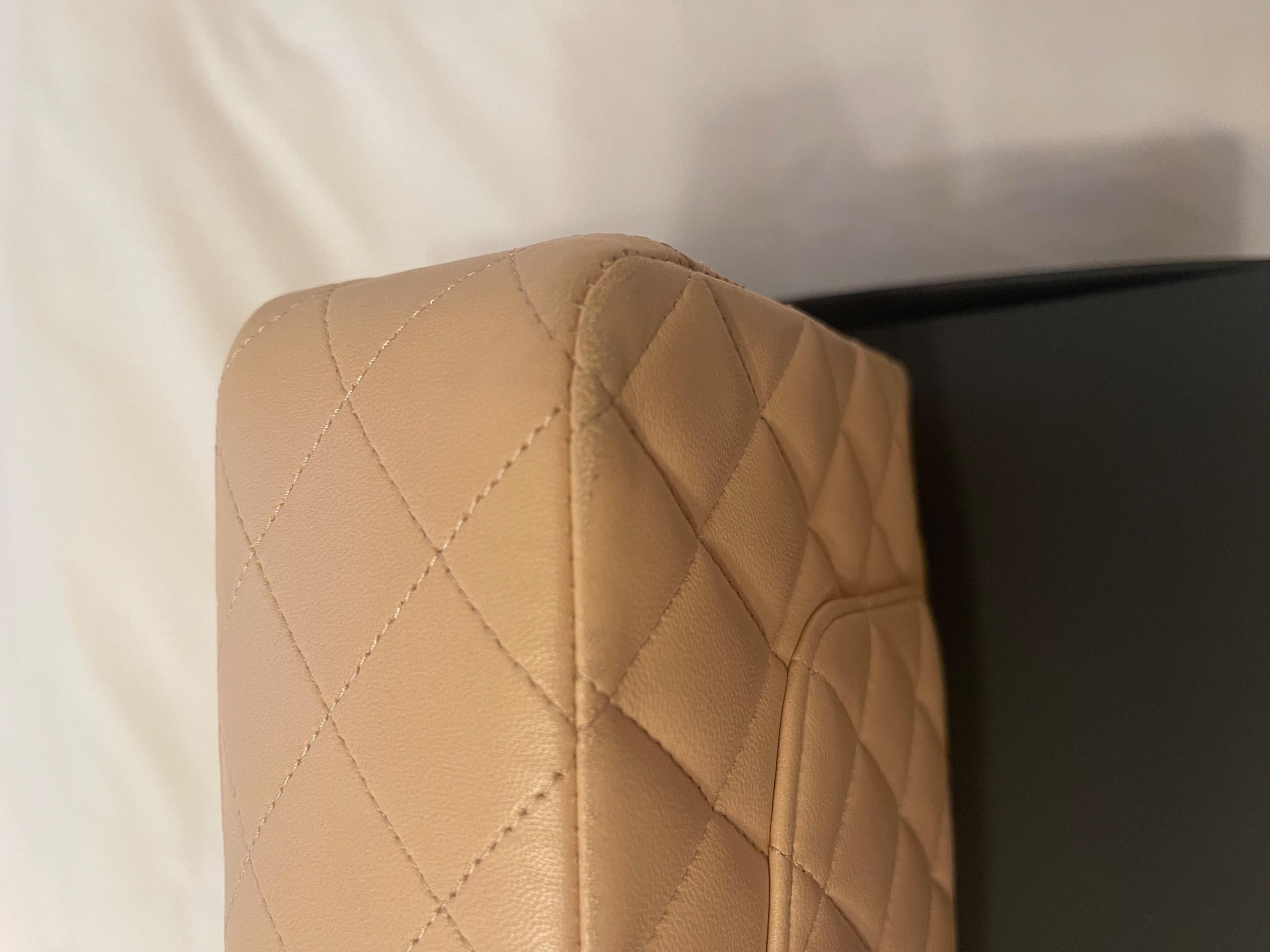 Chanel Beige Quilted Leather Double Flap Bag