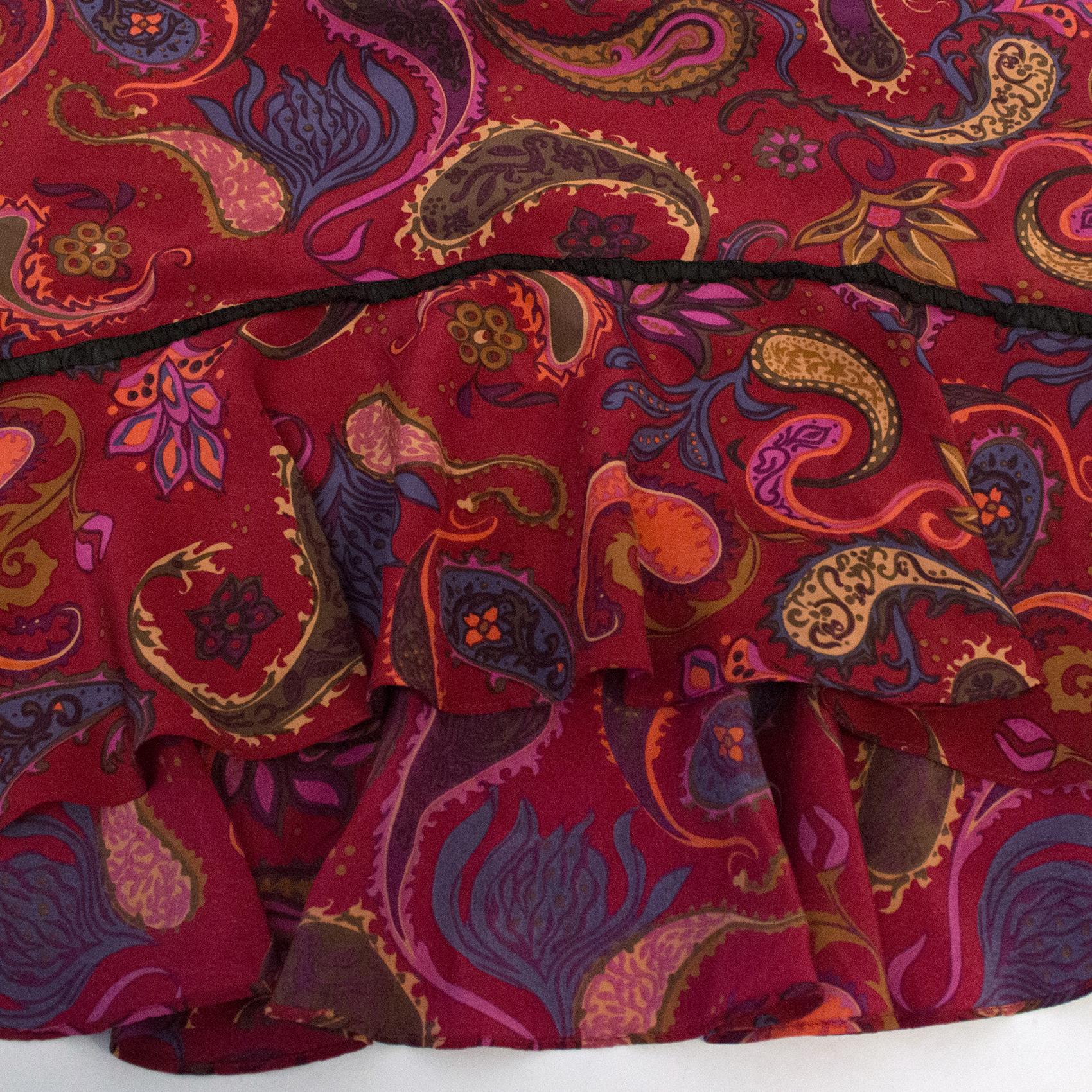 Nicole Miller red Paisley Print Silk Dress