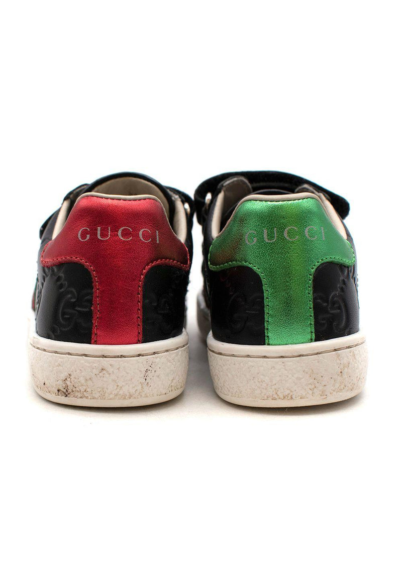 Black GG embossed leather Ace trainers