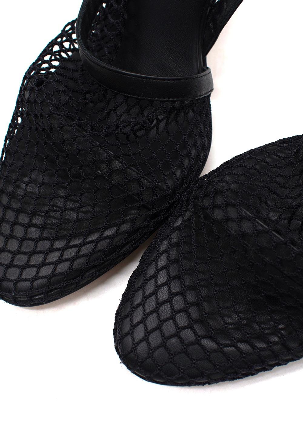 Bottega Veneta Black Net Stilletto with Gold Chain