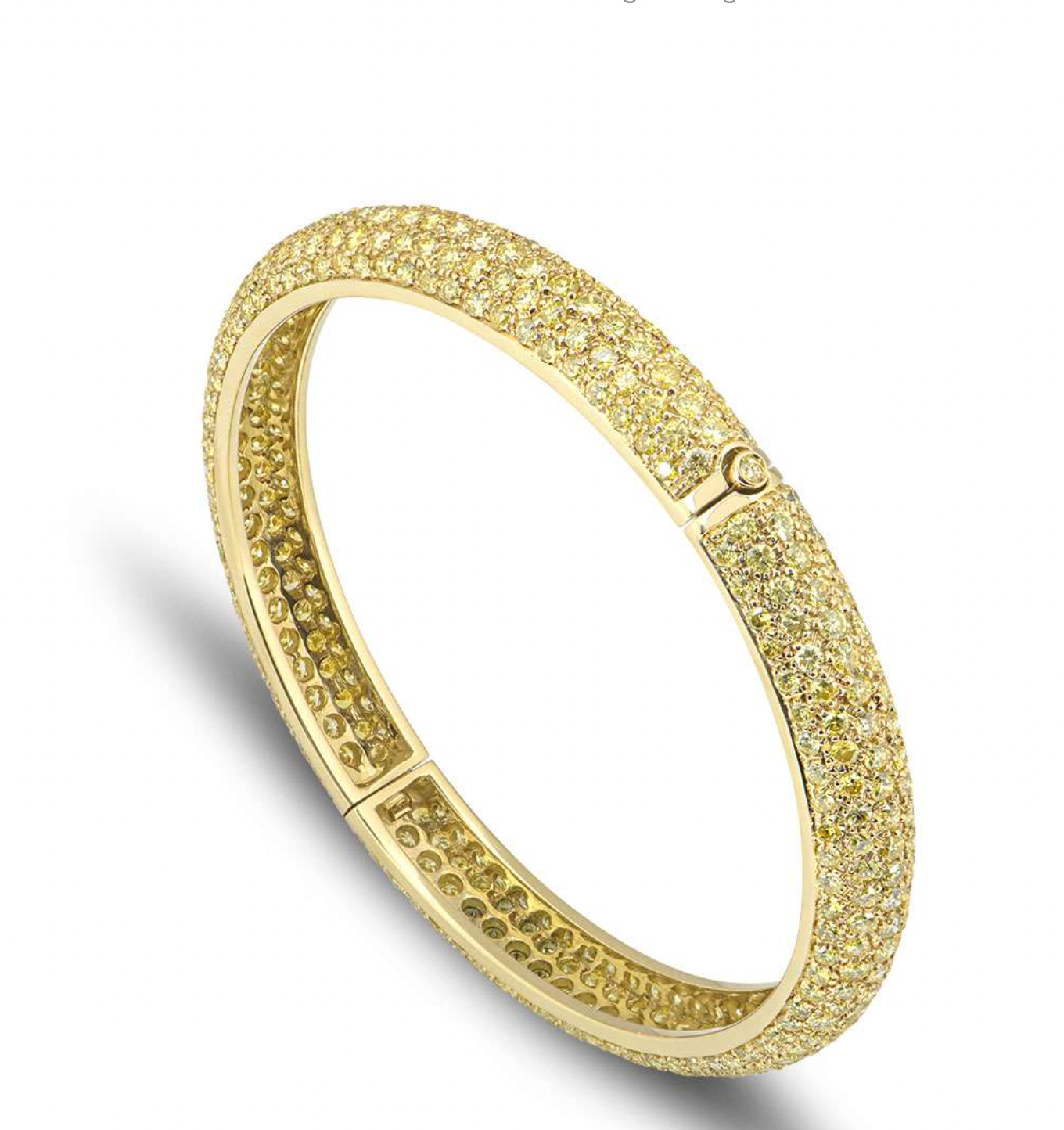 18ct yellow gold & yellow diamond hinged bangle 5.60ct TWD