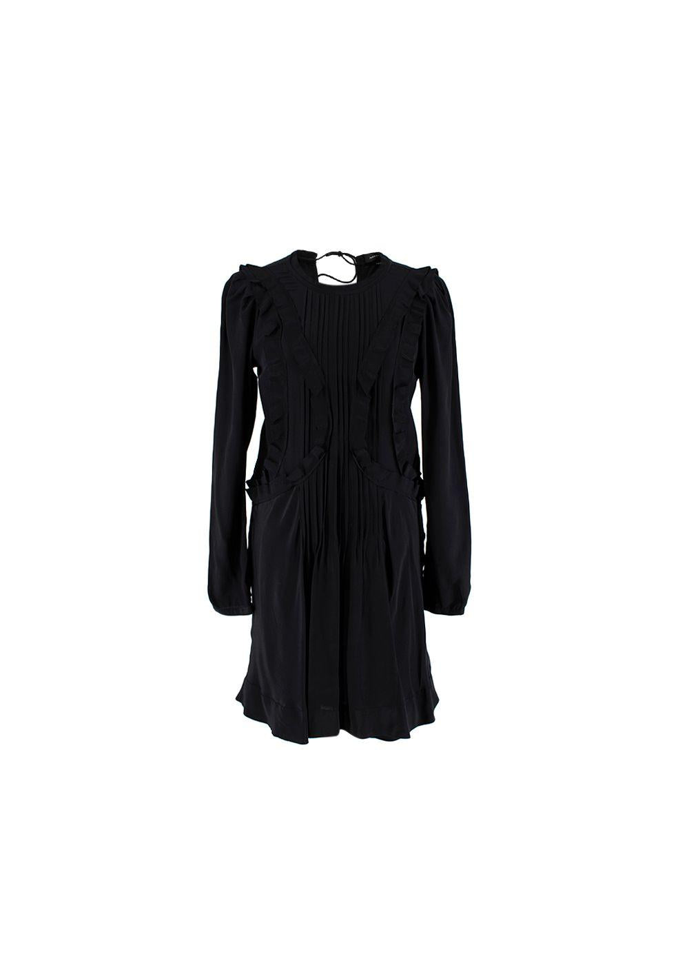 Black Silk Ruffle Mini Dress