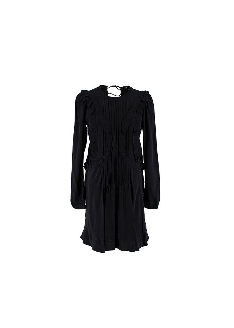 Black Silk Ruffle Mini Dress