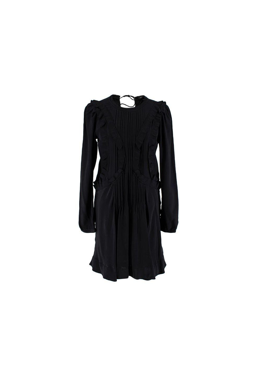 Black Silk Ruffle Mini Dress