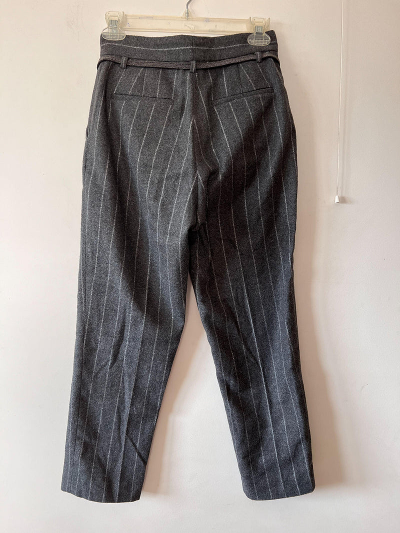 Brunello Cucinelli Grey Pinstripe Belted Trousers