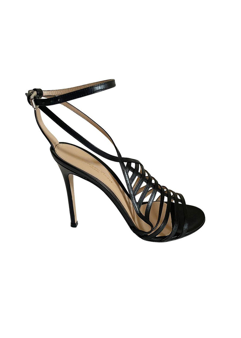 Black Leather Vega Sandals