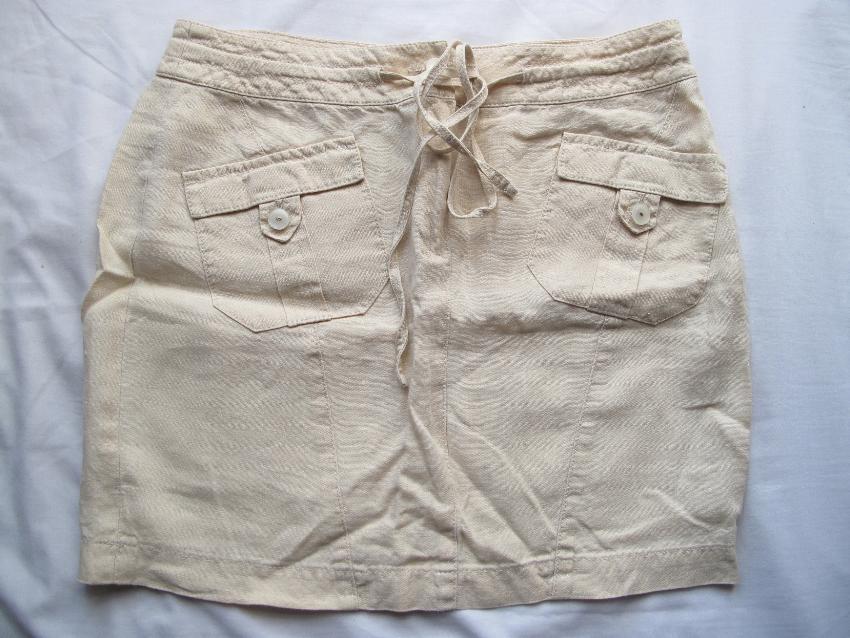 Escada Metallic Linen Cream Skirt