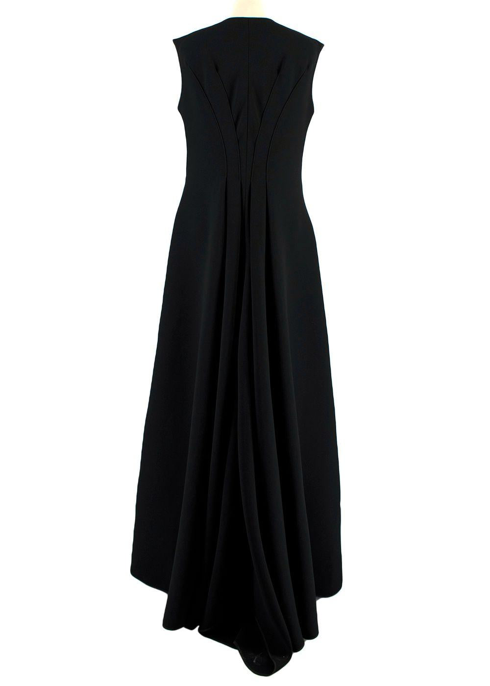 Black Flared Pleated Zip Gown